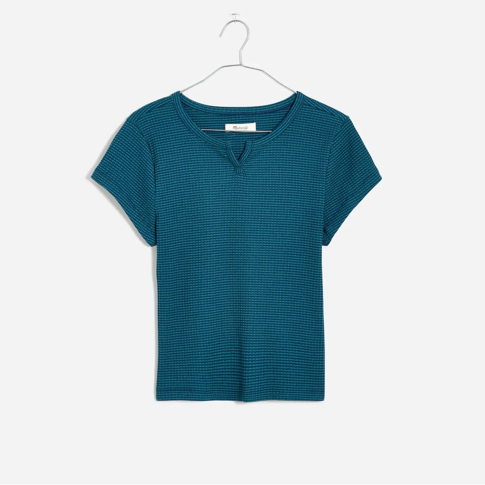 NWT Madewell Ribbed Split Neck Tee Short Sleeve Casual Tshirt Women's XXS NP892‎